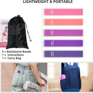 Set of 5 Resistance Loop Bands – Color-Coded Elastic Workout Bands for Home Fitness, Strength Training & Physical Therapy