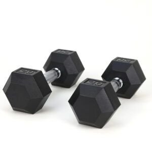 20LB Rubber-Coated Cast Iron Dumbbells – Hex Head Strength Training Pair with Non-Slip Handles
