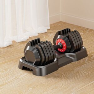 55LB Adjustable Dumbbell – 5-in-1 Free Weight Set with Quick-Select Handle & Anti-Slip Grip for Full-Body Home Workouts