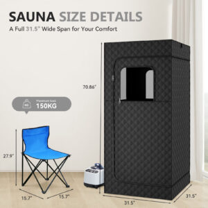 Nalupatio Portable Steam Sauna – 1000W Home Sauna Tent with Remote Control, Folding Chair & Safety Features