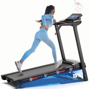 3.25HP Foldable Treadmill with Automatic Incline – 400LB Capacity, Bluetooth, Shock Absorption & Smart Console