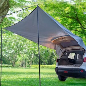 Car Tailgate Awning Tent – Waterproof Single-Layer Canopy for Camping, Fishing & Outdoor Picnics (Silver Gray)