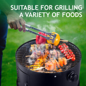 Portable Smoker Charcoal Grill – Black Iron Barrel Oven with Thermometer & Adjustable Airflow (80×41×48 cm)
