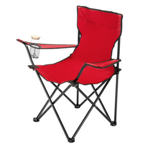 Foldable Camping Chair – Red Oxford Cloth with Black Iron Frame, Lightweight & Portable (50×50×80 cm)